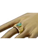 Emerald 14K Yellow gold Ring Vintage style vrc057y